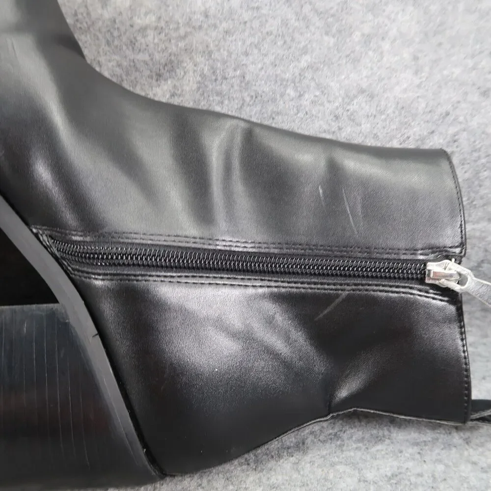 BP Shoes Womens 8 Booties Fashion Block Heel Black Classic Gore Panel Zip Baylee